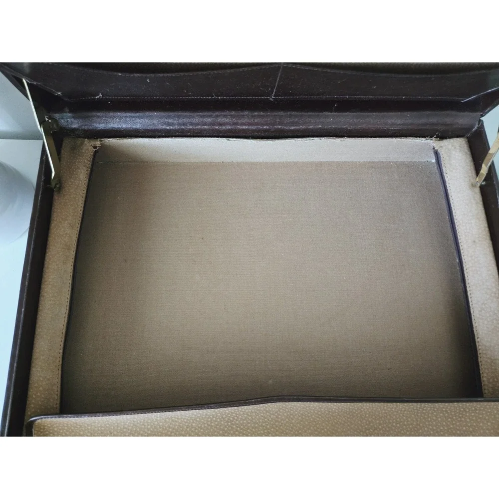 🗼RARE Vintage LANCEL Paris Hard Leather Portfolio Document Briefcase France